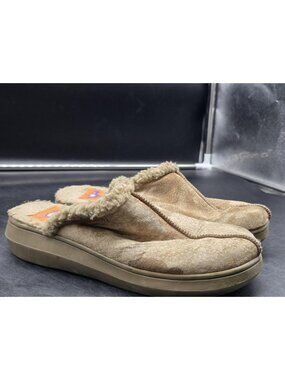 Rocket Dog Slippers Shoes Womens Size 10 Beige Faux Suede Mule House Stains